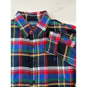 Polo Ralph Lauren Shirt Men's XL Multicolor Plaid Pony Custom Collar Button Down